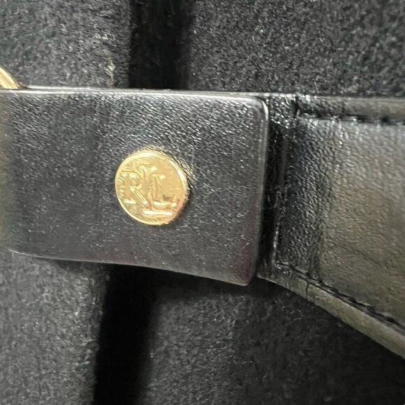 Lauren Ralph Lauren Women's Black Buckle-Front Walker Wool Blend Coat Size 16W - Picture 7 of 12